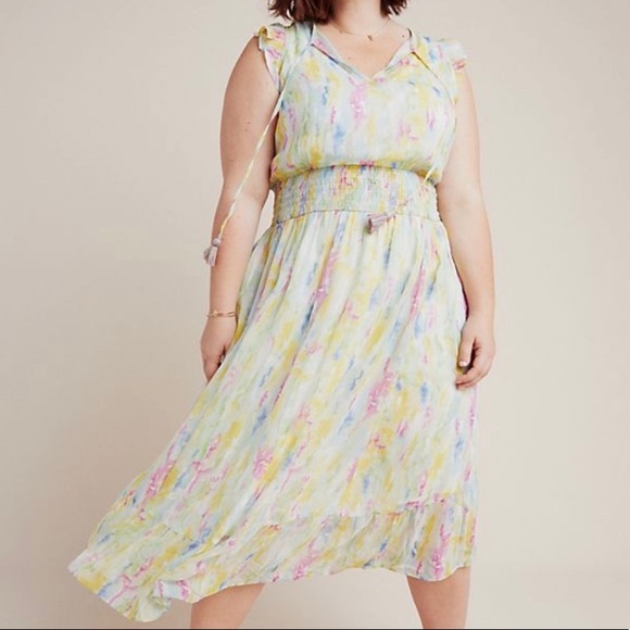 anthropologie watercolor maxi dress